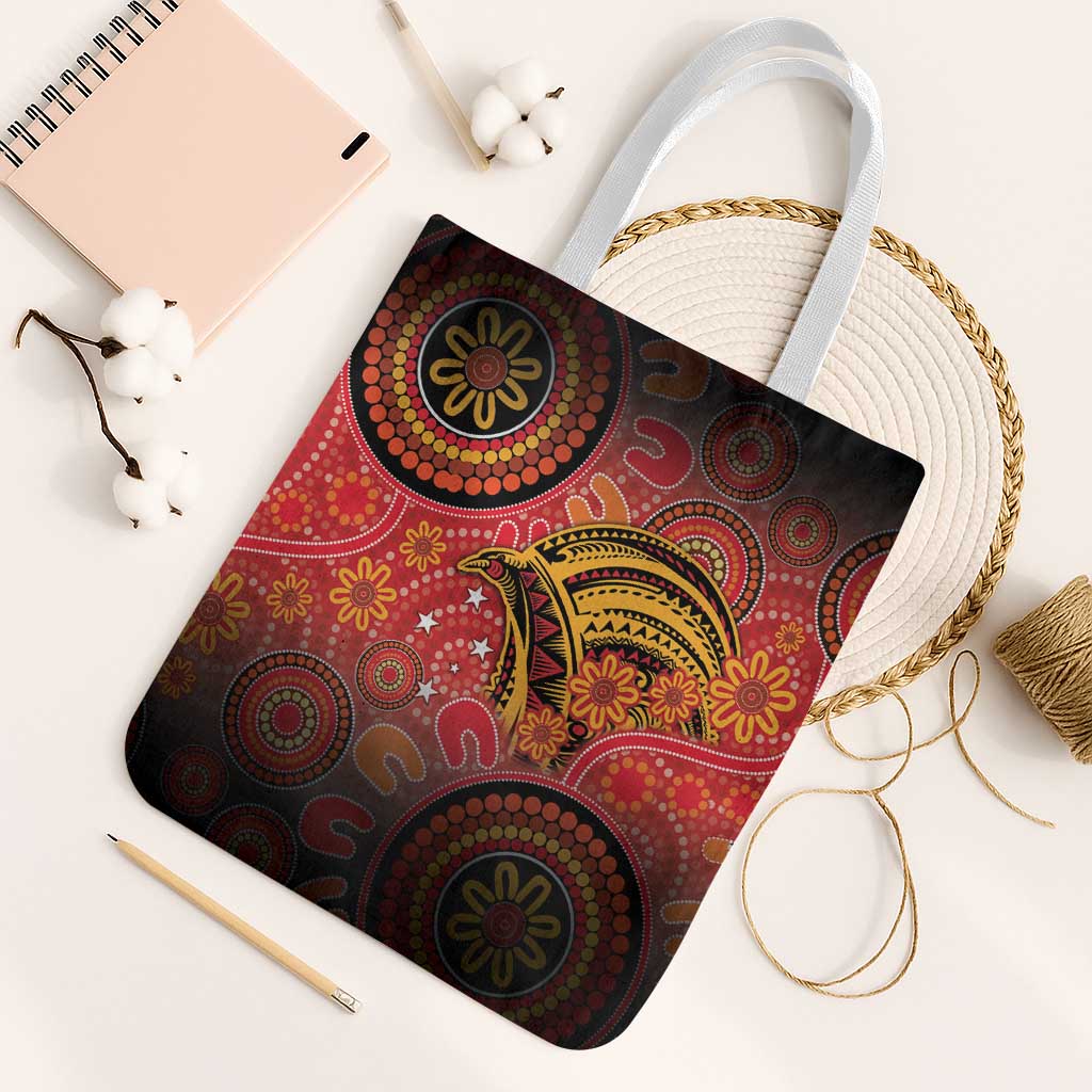 Papua New Guinea Tote Bag Birds Of Paradise With Aboriginal Pattern - Polynesian Pride