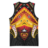 Papua New Guinea Independence Day Basketball Jersey Tribal Mask - Polynesian Pride