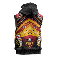 Papua New Guinea Independence Day Sleeveless Zip Hoodie Tribal Mask - Polynesian Pride