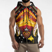Papua New Guinea Independence Day Sleeveless Zip Hoodie Tribal Mask - Polynesian Pride