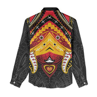 Papua New Guinea Independence Day Women Casual Shirt Tribal Mask - Polynesian Pride