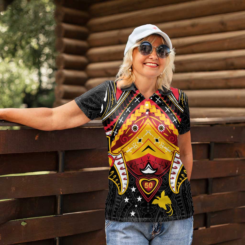 Papua New Guinea Independence Day Women Polo Shirt Tribal Mask - Polynesian Pride