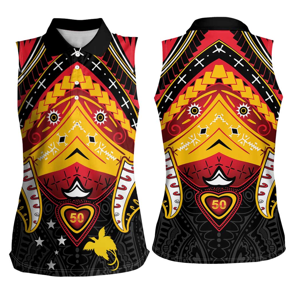 Papua New Guinea Independence Day Women Sleeveless Polo Shirt Tribal Mask LT05 - Polynesian Pride
