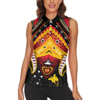 Papua New Guinea Independence Day Women Sleeveless Polo Shirt Tribal Mask LT05 - Polynesian Pride