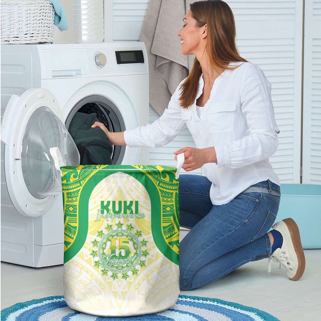 Kuki Independence 2026 Laundry Basket Cook Islands 15 Finest White Version LT05 - Polynesian Pride