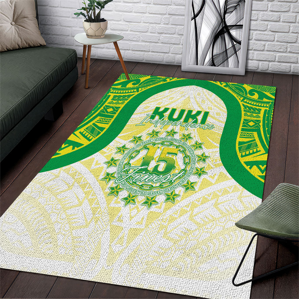 Kuki Independence 2026 Area Rug Cook Islands 15 Finest White Version LT05 White - Polynesian Pride
