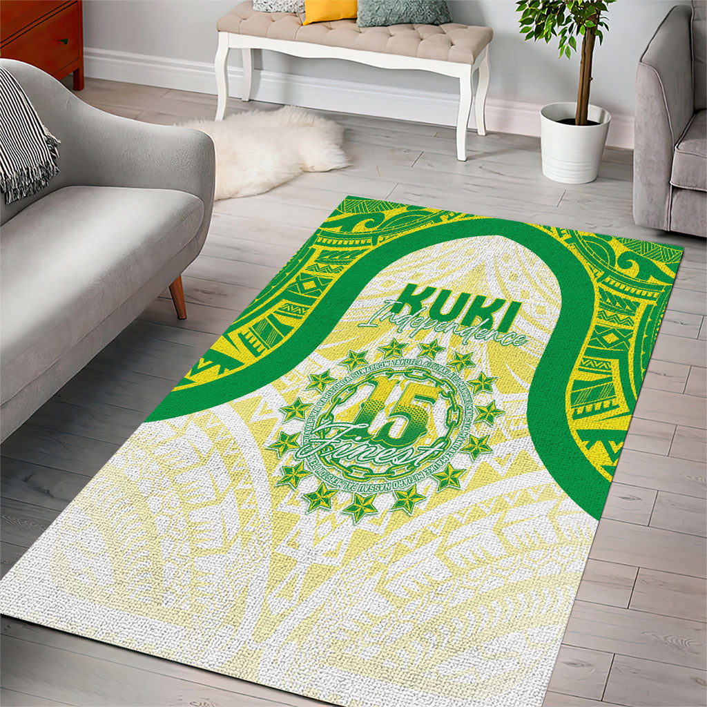 Kuki Independence 2026 Area Rug Cook Islands 15 Finest White Version LT05 - Polynesian Pride