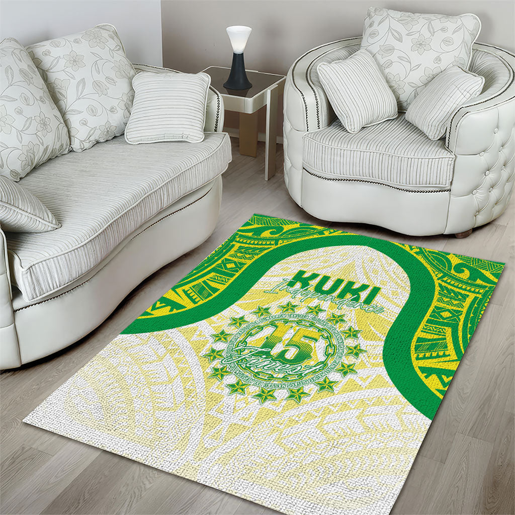 Kuki Independence 2026 Area Rug Cook Islands 15 Finest White Version LT05 - Polynesian Pride