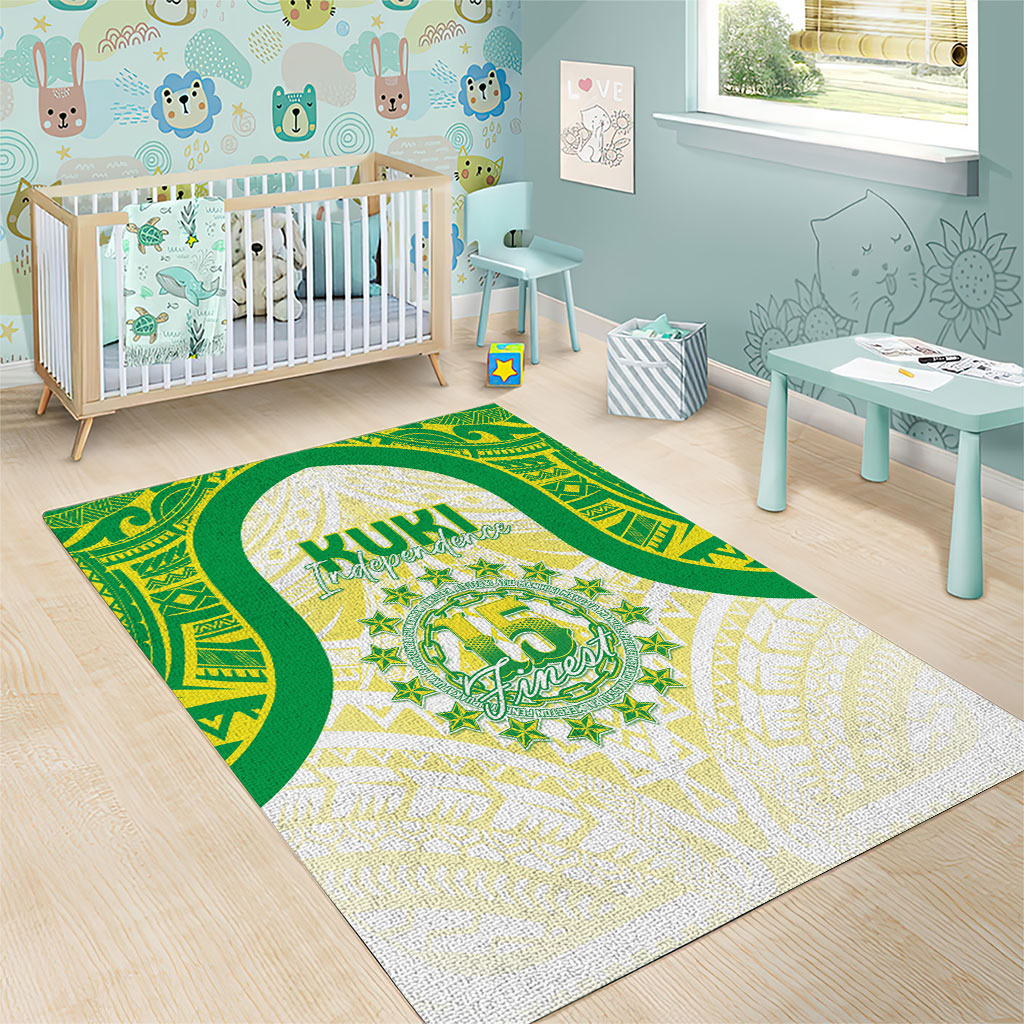 Kuki Independence 2026 Area Rug Cook Islands 15 Finest White Version LT05 - Polynesian Pride