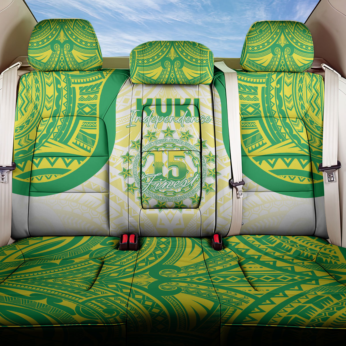 Kuki Independence 2026 Back Car Seat Cover Cook Islands 15 Finest White Version LT05 One Size White - Polynesian Pride