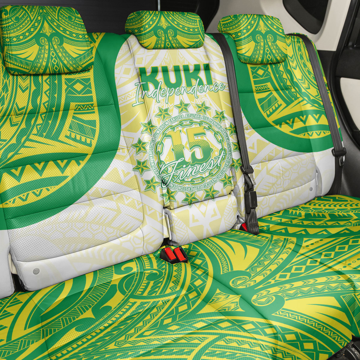 Kuki Independence 2026 Back Car Seat Cover Cook Islands 15 Finest White Version LT05 - Polynesian Pride