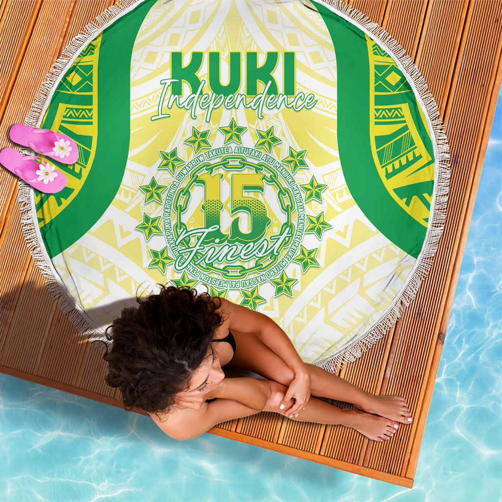 Kuki Independence 2026 Beach Blanket Cook Islands 15 Finest White Version LT05 - Polynesian Pride
