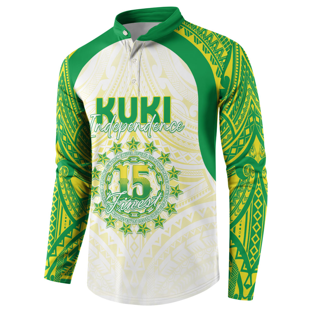 Kuki Independence 2026 Button Sweatshirt Cook Islands 15 Finest White Version LT05 - Polynesian Pride