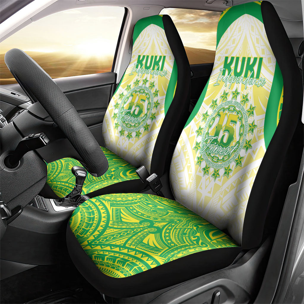 Kuki Independence 2026 Car Seat Cover Cook Islands 15 Finest White Version LT05 - Polynesian Pride