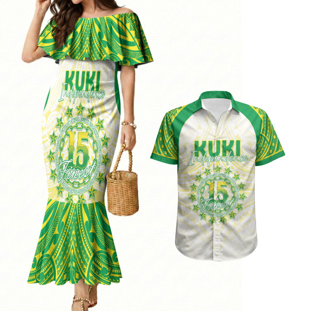 Kuki Independence 2026 Couples Matching Mermaid Dress and Hawaiian Shirt Cook Islands 15 Finest White Version LT05 White - Polynesian Pride