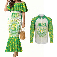 Kuki Independence 2026 Couples Matching Mermaid Dress and Long Sleeve Button Shirt Cook Islands 15 Finest White Version LT05 White - Polynesian Pride
