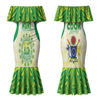 Kuki Independence 2026 Couples Matching Mermaid Dress and Long Sleeve Button Shirt Cook Islands 15 Finest White Version LT05 - Polynesian Pride