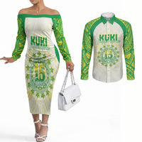 Kuki Independence 2026 Couples Matching Off The Shoulder Long Sleeve Dress and Long Sleeve Button Shirt Cook Islands 15 Finest White Version LT05 White - Polynesian Pride