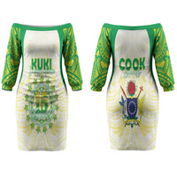 Kuki Independence 2026 Couples Matching Off The Shoulder Long Sleeve Dress and Long Sleeve Button Shirt Cook Islands 15 Finest White Version LT05 - Polynesian Pride
