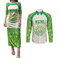 Kuki Independence 2026 Couples Matching Puletasi and Long Sleeve Button Shirt Cook Islands 15 Finest White Version LT05 White - Polynesian Pride