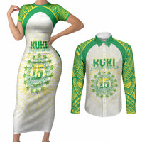 Kuki Independence 2026 Couples Matching Short Sleeve Bodycon Dress and Long Sleeve Button Shirt Cook Islands 15 Finest White Version LT05 White - Polynesian Pride