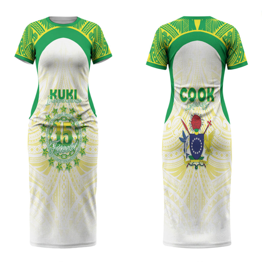 Kuki Independence 2026 Couples Matching Short Sleeve Bodycon Dress and Long Sleeve Button Shirt Cook Islands 15 Finest White Version LT05 - Polynesian Pride
