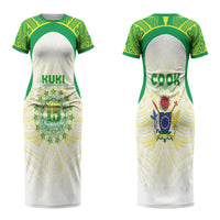 Kuki Independence 2026 Couples Matching Short Sleeve Bodycon Dress and Long Sleeve Button Shirt Cook Islands 15 Finest White Version LT05 - Polynesian Pride