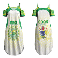 Kuki Independence 2026 Couples Matching Summer Maxi Dress and Hawaiian Shirt Cook Islands 15 Finest White Version LT05 - Polynesian Pride