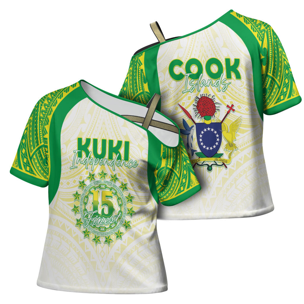 Kuki Independence 2026 Cross Shoulder Shirt Cook Islands 15 Finest White Version LT05 - Polynesian Pride