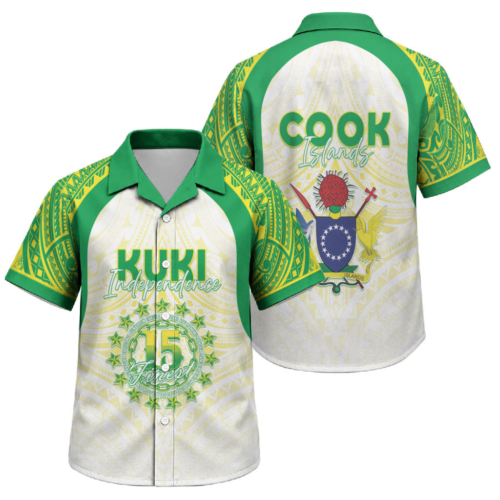 Kuki Independence 2026 Family Matching Off Shoulder Maxi Dress and Hawaiian Shirt Cook Islands 15 Finest White Version LT05 Son's Shirt White - Polynesian Pride