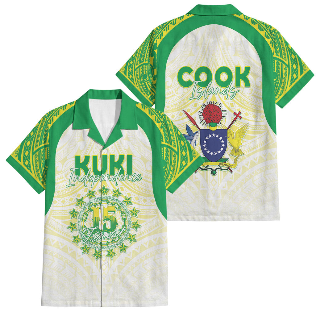Kuki Independence 2026 Family Matching Off Shoulder Short Dress and Hawaiian Shirt Cook Islands 15 Finest White Version LT05 Dad's Shirt - Short Sleeve White - Polynesian Pride