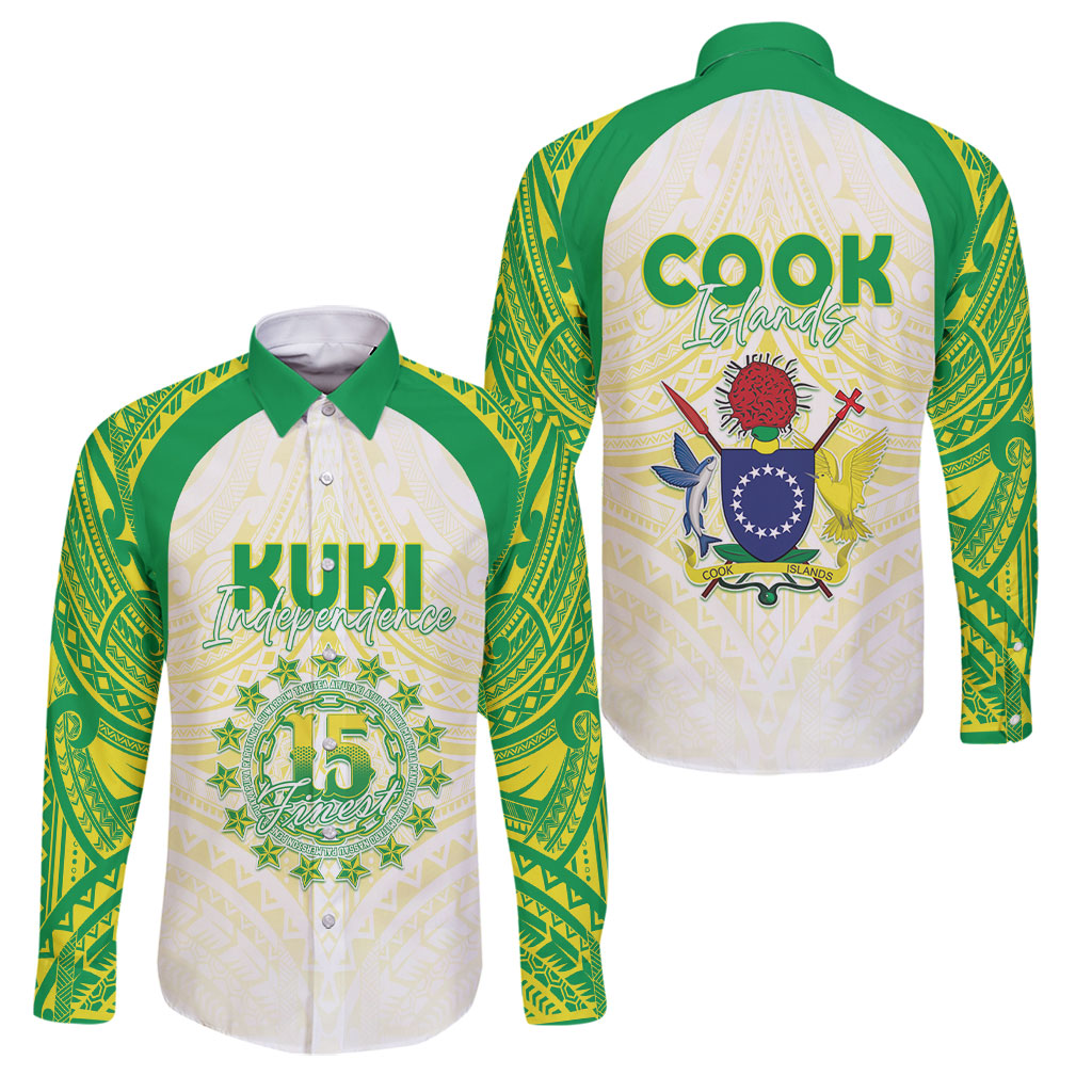 Kuki Independence 2026 Family Matching Summer Maxi Dress and Hawaiian Shirt Cook Islands 15 Finest White Version LT05 Dad's Shirt - Long Sleeve White - Polynesian Pride