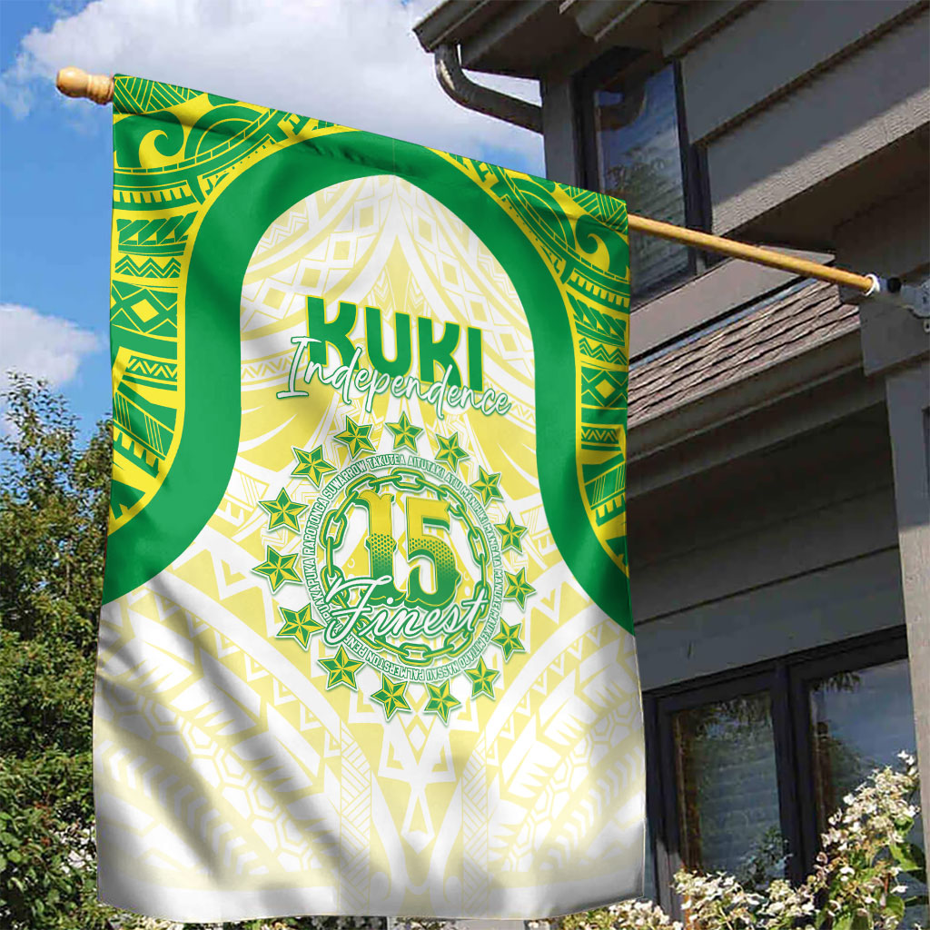 Kuki Independence 2026 Garden Flag Cook Islands 15 Finest White Version LT05 - Polynesian Pride