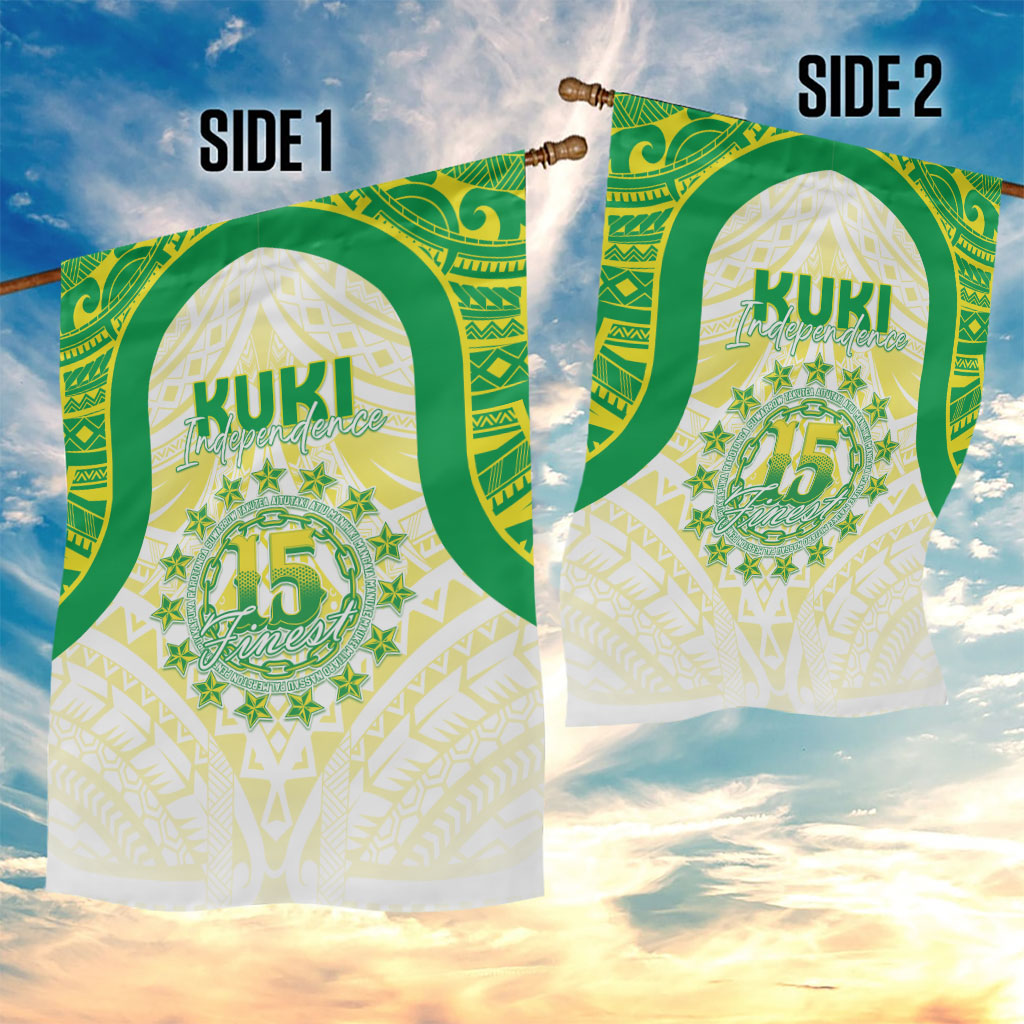 Kuki Independence 2026 Garden Flag Cook Islands 15 Finest White Version LT05 - Polynesian Pride