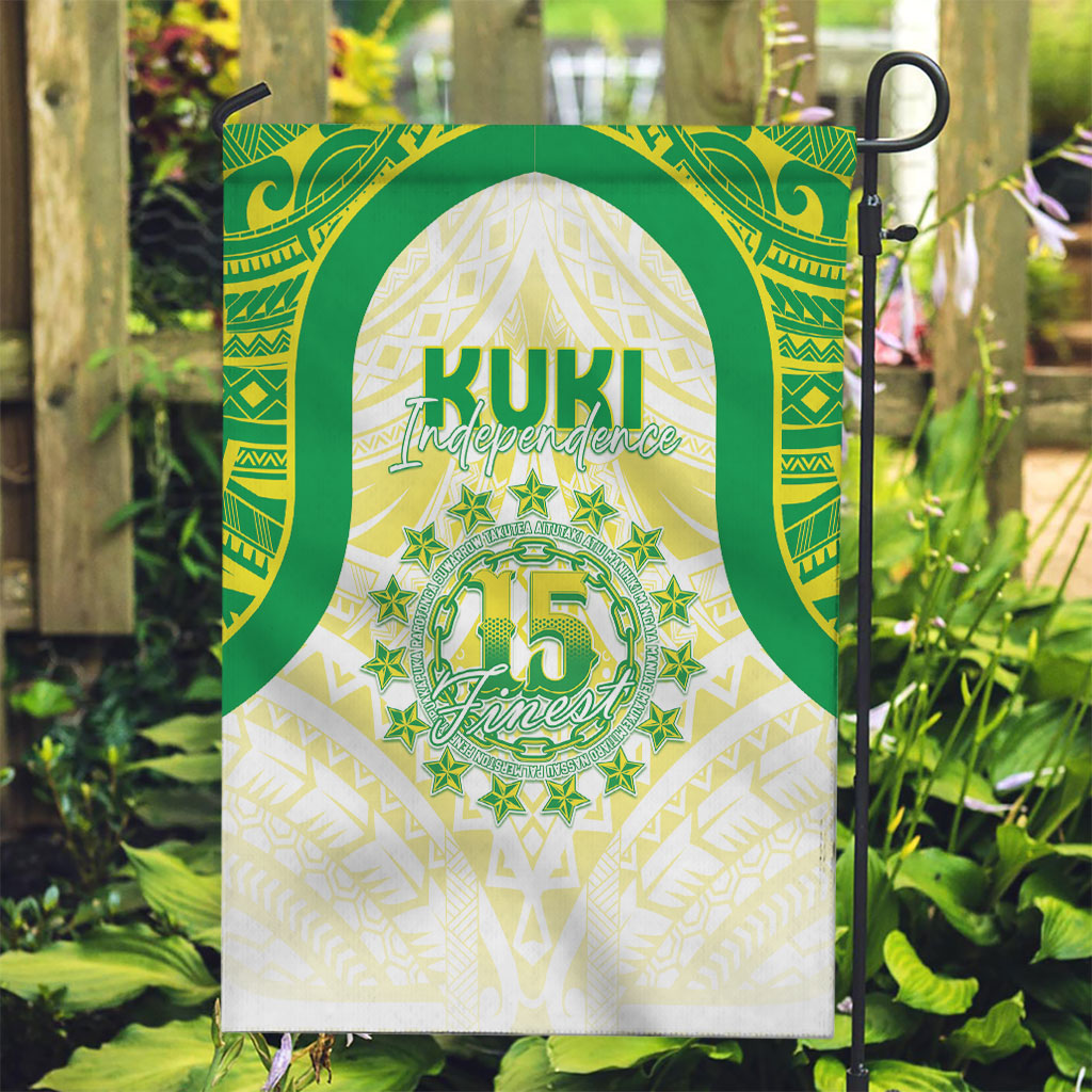 Kuki Independence 2026 Garden Flag Cook Islands 15 Finest White Version LT05 Garden Flag White - Polynesian Pride