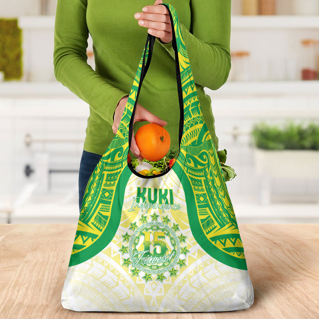 Kuki Independence 2026 Grocery Bag Cook Islands 15 Finest White Version LT05 - Polynesian Pride