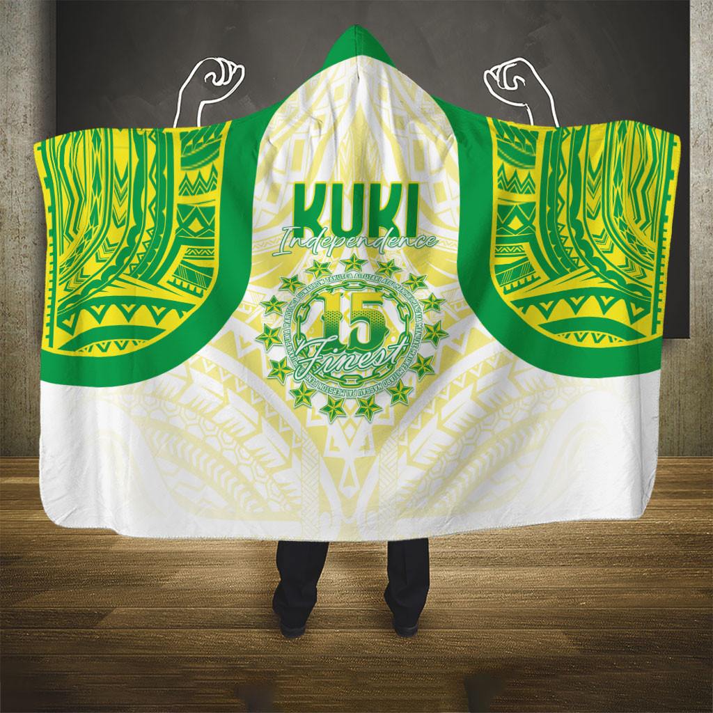 Kuki Independence 2026 Hooded Blanket Cook Islands 15 Finest White Version LT05 - Polynesian Pride