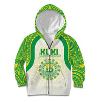 Kuki Independence 2026 Kid Hoodie Cook Islands 15 Finest White Version LT05 Zip Hoodie White - Polynesian Pride