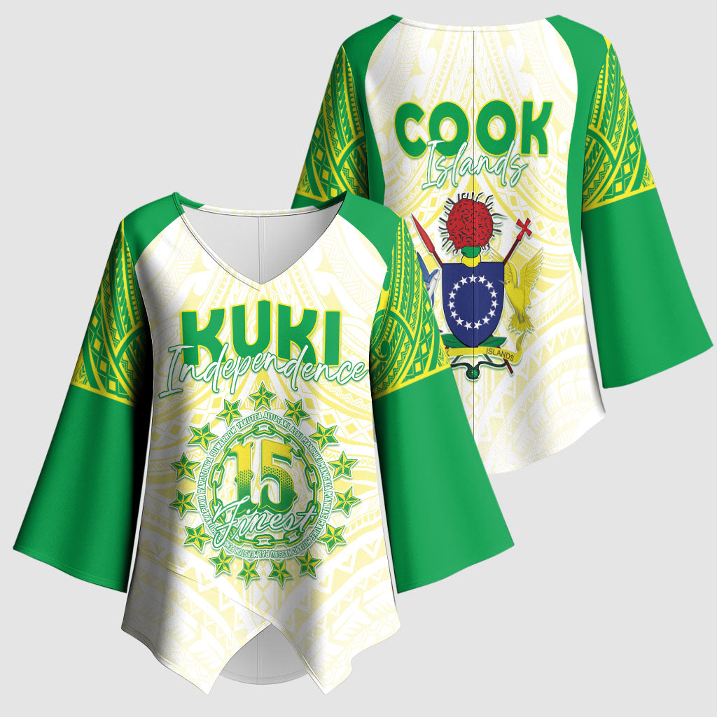 Kuki Independence 2026 Kimono Sleeve Blouse Cook Islands 15 Finest White Version LT05 - Polynesian Pride