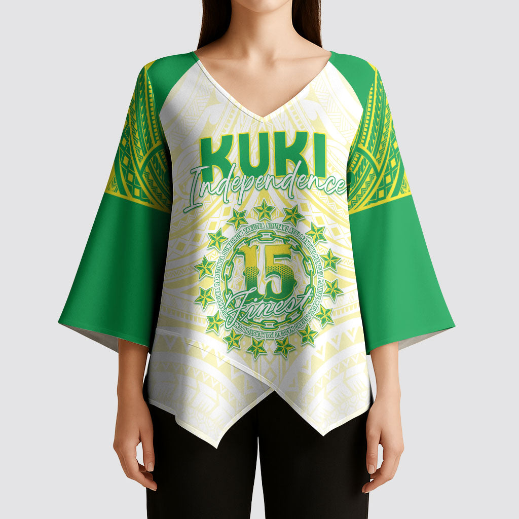 Kuki Independence 2026 Kimono Sleeve Blouse Cook Islands 15 Finest White Version LT05 - Polynesian Pride