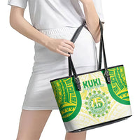 Kuki Independence 2026 Leather Tote Bag Cook Islands 15 Finest White Version LT05 - Polynesian Pride