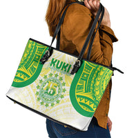 Kuki Independence 2026 Leather Tote Bag Cook Islands 15 Finest White Version LT05 - Polynesian Pride