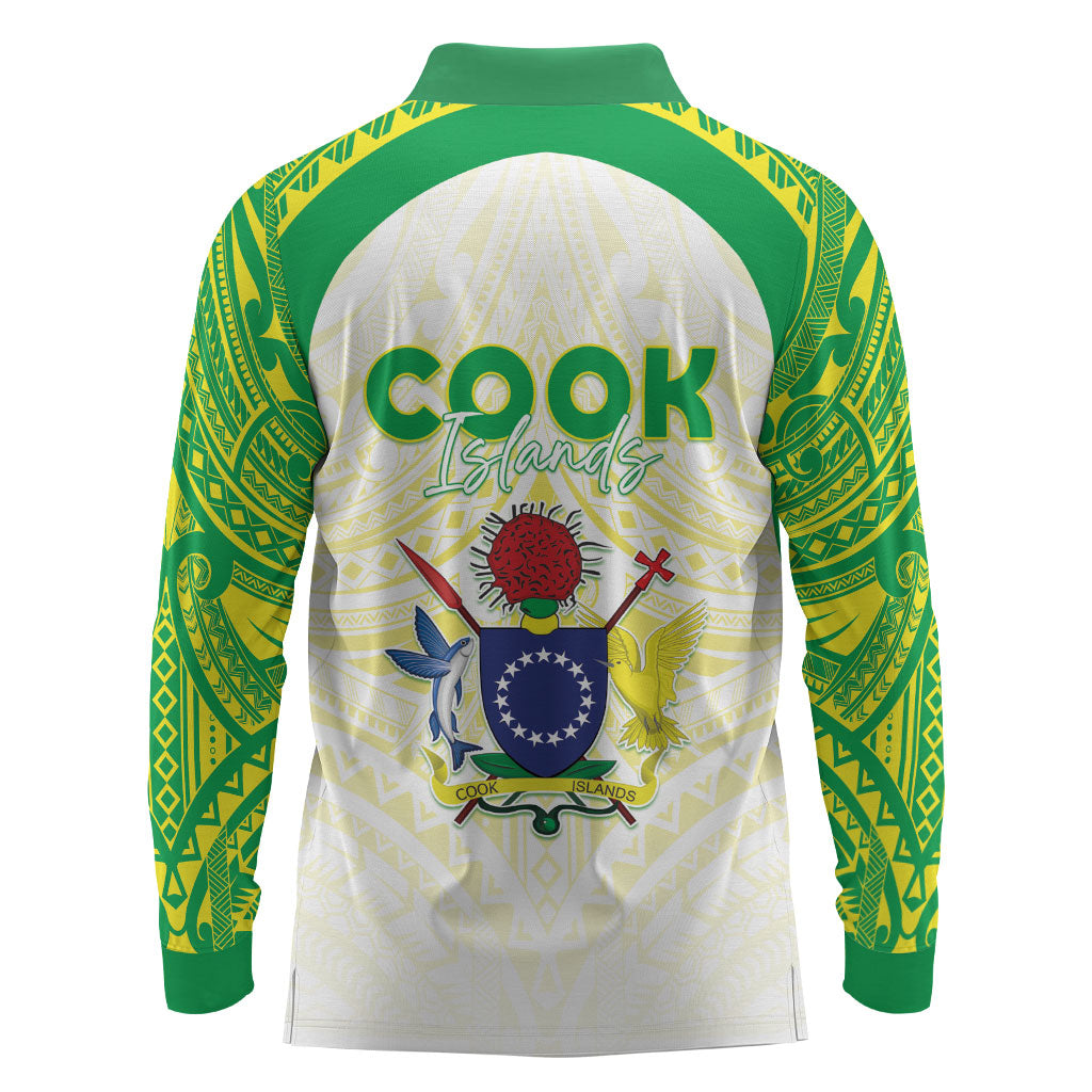 Kuki Independence 2026 Long Sleeve Polo Shirt Cook Islands 15 Finest White Version LT05 - Polynesian Pride