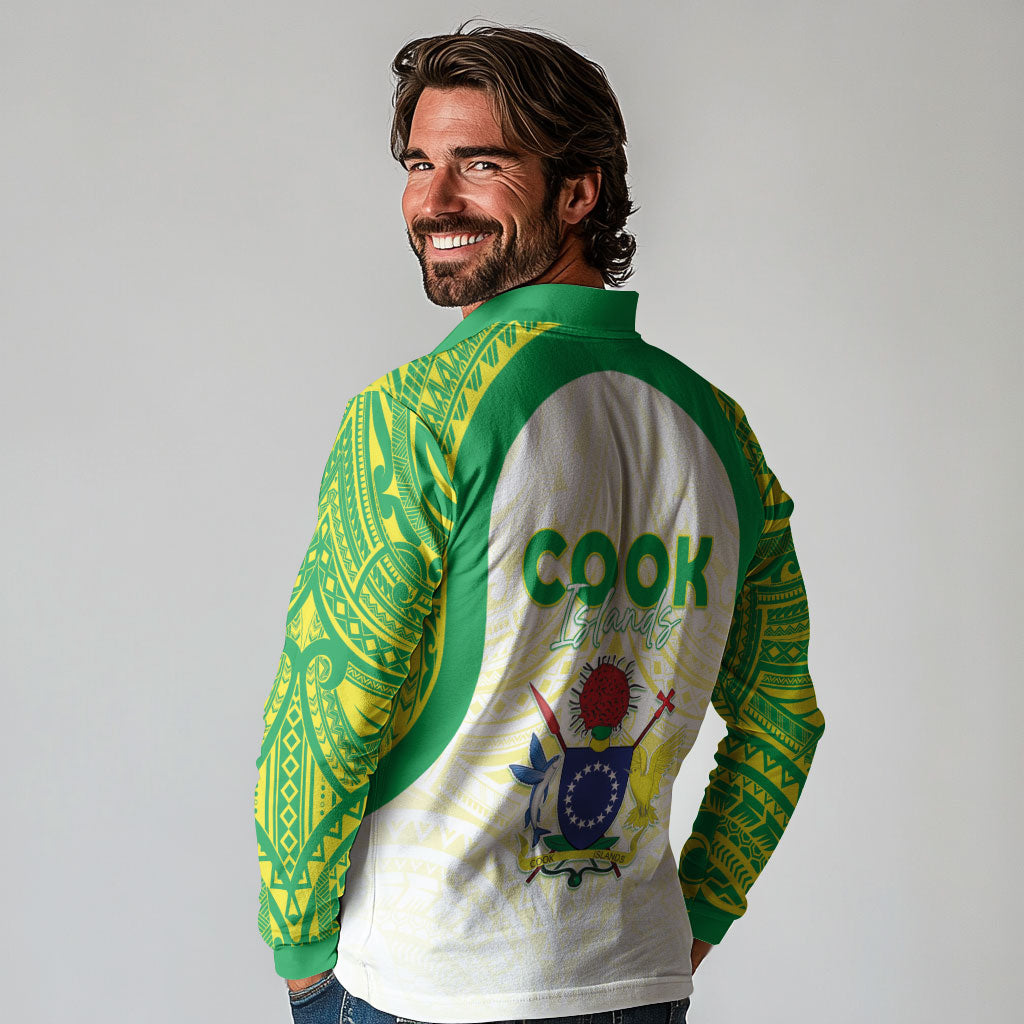 Kuki Independence 2026 Long Sleeve Polo Shirt Cook Islands 15 Finest White Version LT05 - Polynesian Pride