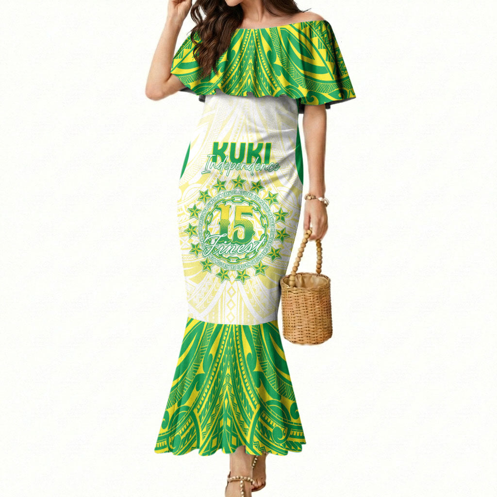 Kuki Independence 2026 Mermaid Dress Cook Islands 15 Finest White Version LT05 Women White - Polynesian Pride