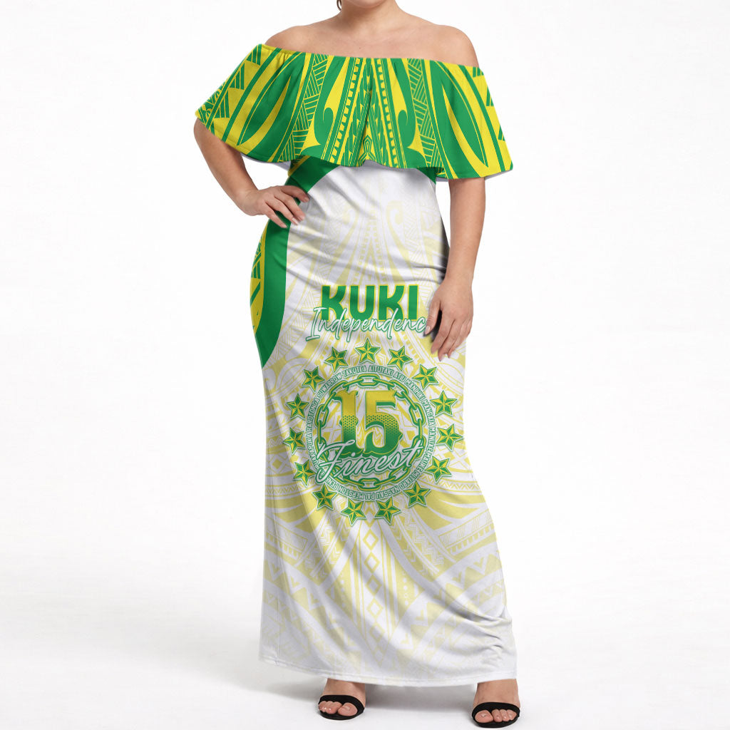 Kuki Independence 2026 Off Shoulder Maxi Dress Cook Islands 15 Finest White Version LT05 Women White - Polynesian Pride