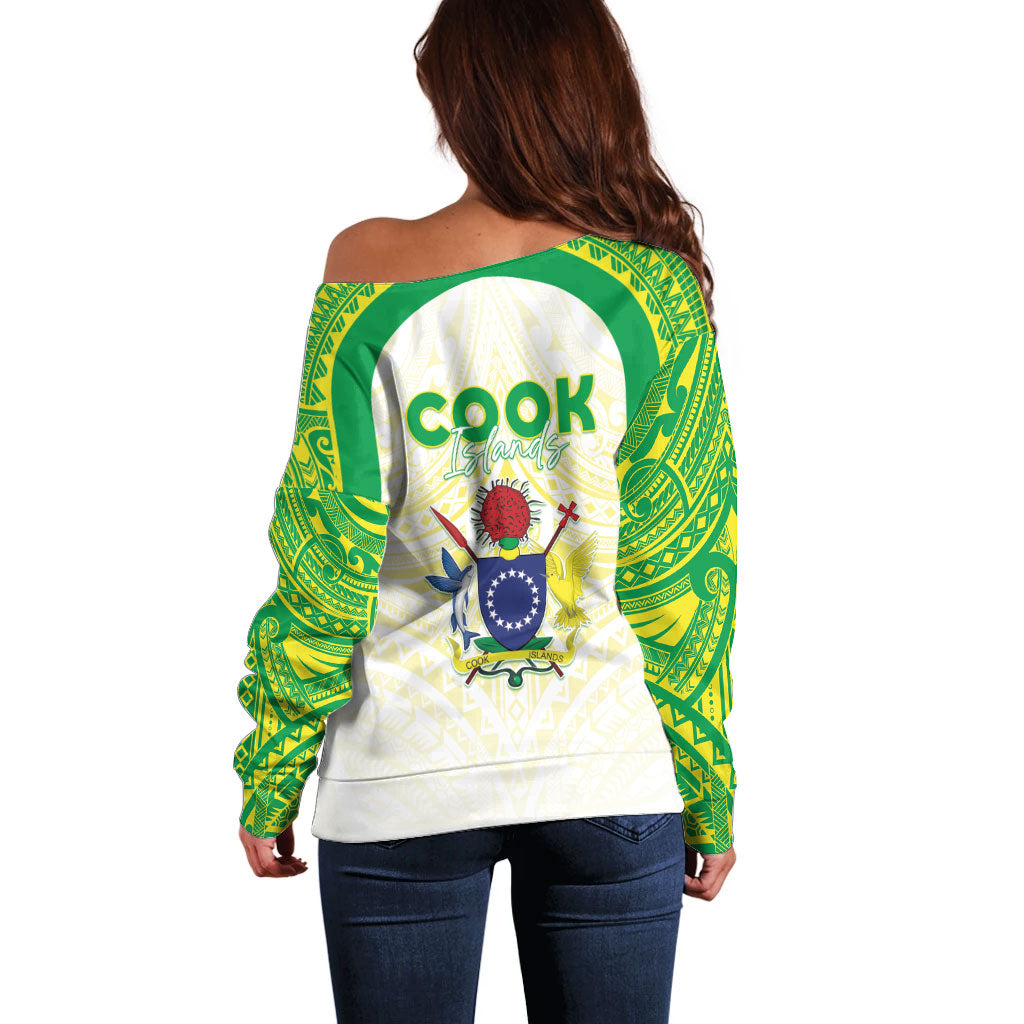 Kuki Independence 2026 Off Shoulder Sweater Cook Islands 15 Finest White Version LT05 - Polynesian Pride