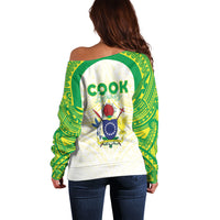 Kuki Independence 2026 Off Shoulder Sweater Cook Islands 15 Finest White Version LT05 - Polynesian Pride