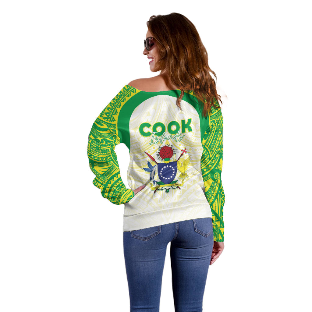 Kuki Independence 2026 Off Shoulder Sweater Cook Islands 15 Finest White Version LT05 - Polynesian Pride