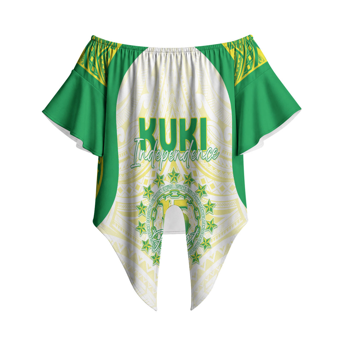 Kuki Independence 2026 Off Shoulder Wrap Waist Top Cook Islands 15 Finest White Version LT05 White - Polynesian Pride